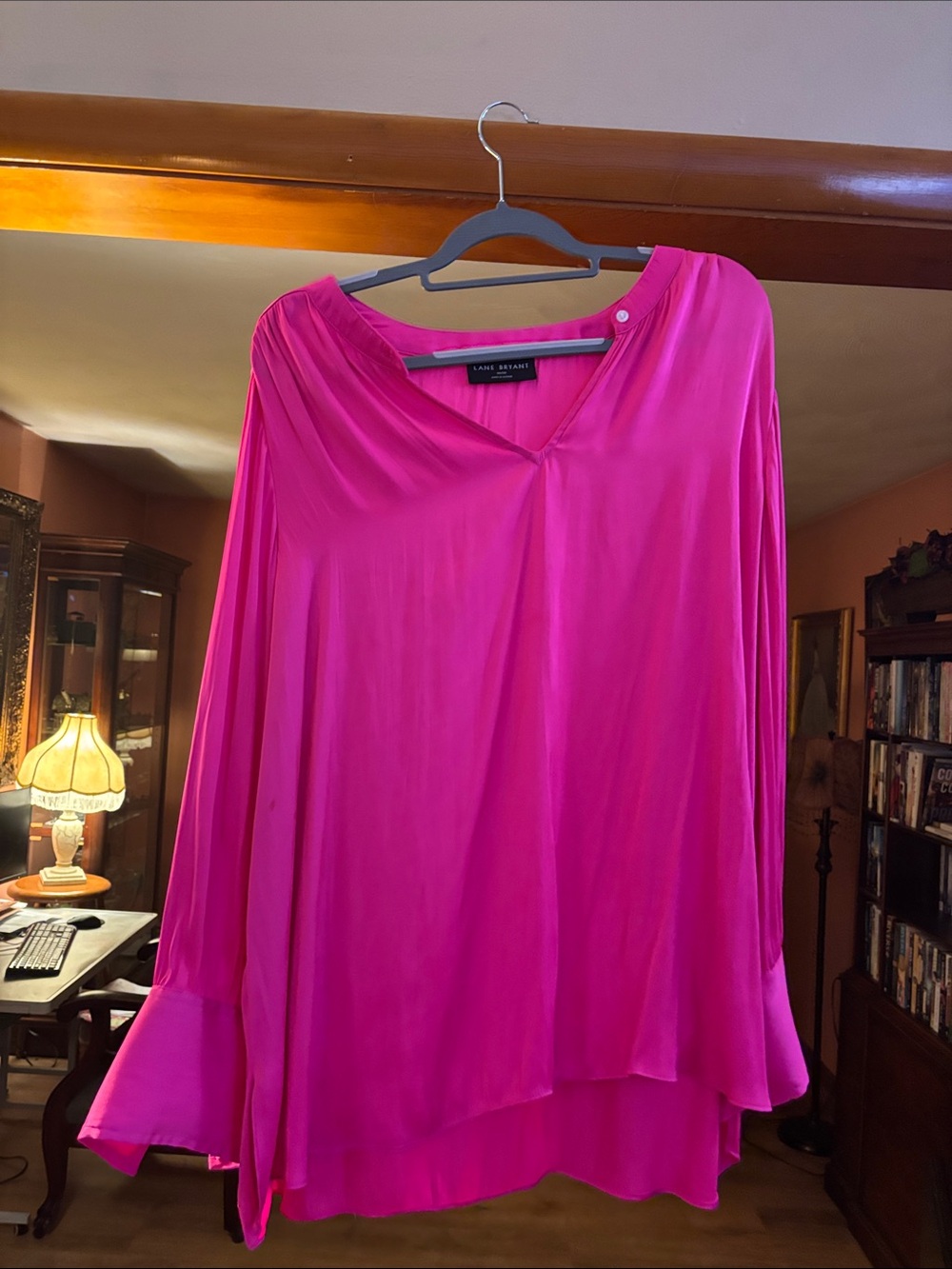Lane Bryant Hot Pink Flowing V-Neck Tunic